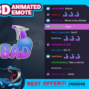 3D Animated Emote, Spray Bottle, Bad, Twitch Chat Emotes, Twitch Sub Emotes, Emote Commission, Twitch Emotes - BAD Spray Bottle Emote