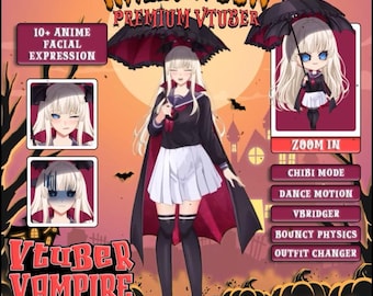 Premium Vtuber Model | Live2D Vtuber | Premade Vtuber | Halloween Vampire Character | Vtuber Commission | Vtuber Live2d Model | 2D Vtuber