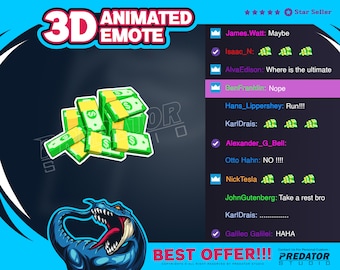 Paper Money Animated Emote: 3D Twitch/Kick Stream Emote (GIF/PNG)