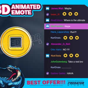 Animated Emote, Kick Emote, Emote Commission, Gif Emotes, Cute Emotes, Emote Animation, Discord Emote - Golden Coin 3D Animated Emote