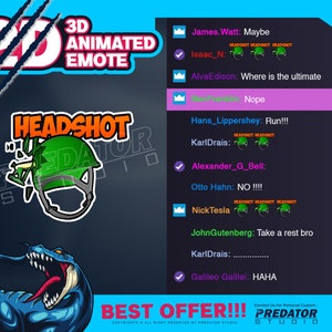Headshot 3D Animated Emote, Emote Commission, Twitch Emote Pack, Kick Emote, Twitch Emotes, Discord Emotes, Cute Emotes, Chibi Emotes