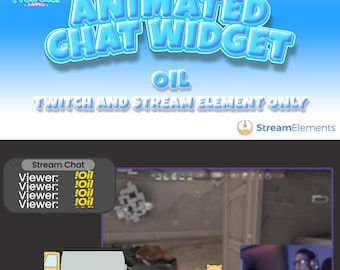 Widget de bate-papo animado do Twitch sobre óleo: sobreposição de transmissão personalizável (StreamElements)