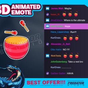 Geanimeerde emote, Twitch Sub-emotes, Anime-emotes, Emote, Gaming-emotes, Twitch-emote, Kick-emote, Drum-emote - Rode trommel 3D geanimeerde emote