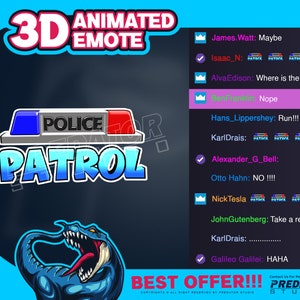 3D Animated Emote, Stream Emotes, Funny Emotes, Twitch Chat Emotes, Twitch Emote, Discord Emotes, Kick Emote - Police Patrol Emote