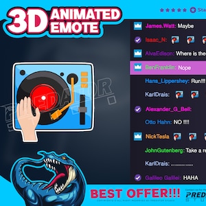 3D-geanimeerde dj-mixeremote: Groovy Twitch/Discord Stream-emote