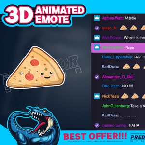 Kawaii Pizza 3D Animated Emote, Gaming Emote, Kick Emote, Food Emote, Bit Twitch Emote, Animated Emote, Stream Emote, Unique Emote