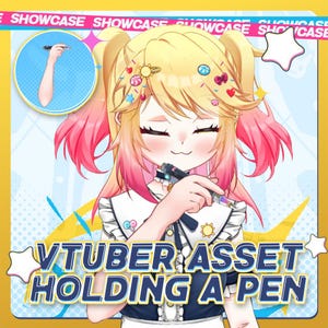 VTuber Asset Holding Pen | Handheld Prop PNG for Live2D Model Streaming Overlay | Gesture Vtuber | Vtuber Expression