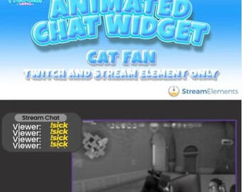 Twitch Animated Chat Widget: Cat Fan Stream Overlay (StreamElements)