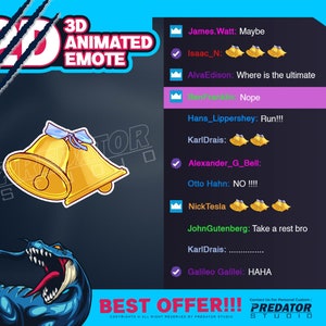 Bell 3D Animated Emotes, Twitch Emotes, Kick Emote, Bell Emotes, Discord Emotes, Emote Commission, Twitch Emotes Chibi, Kawaii Emote