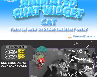 Twitch Animated Cat Chat Widget: StreamElements Interactive Overlay