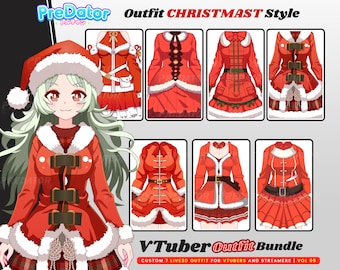 Vtuber, fée hivernale de Noël : modèle Live2D enchanteur avec 7 modèles de tenues et breloque glacial