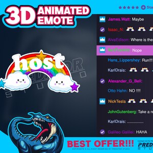 3D Animated Host Emote: Rainbow Twitch/Kick Stream Emote (GIF & PNG)