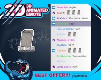3D Animated Rubbish Bin Emote: Twitch/Kick Streamer Emote