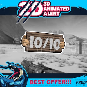 3D Animated Alert 10-10 V2, Follower Alert, Animated Alerts, Alert Sign, Streamer Alerts, Twitch Alerts, Twitch Alert Pack, Streamlabs Alert