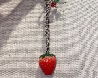 Fresa - strawberry silver-colored keychain | strawberry shortcake inspired keychain | cottagecore fairycore