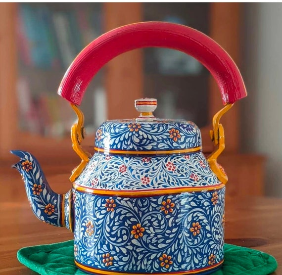 Hand Painted Tea Set for Serving Tea Indian Tea Pot, Tea Set, Tea