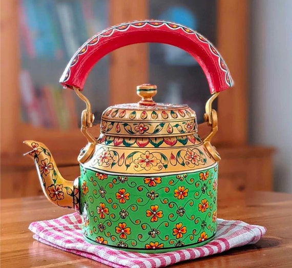 Indian Tea Pot Tea Set Tea Kettle Hand Painted Tea Set for
