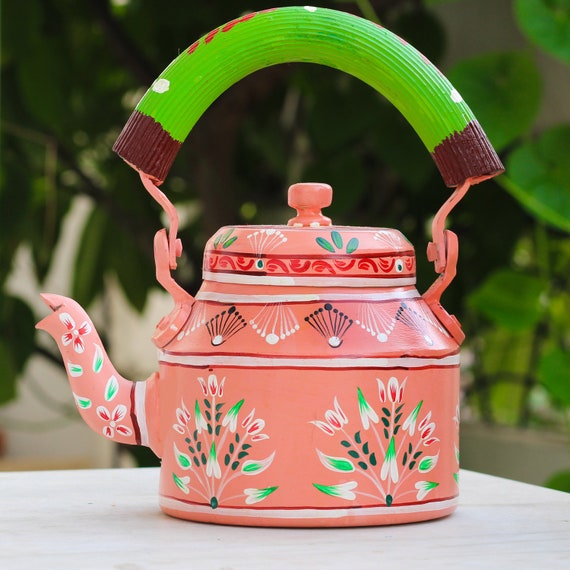 Hand Painted Tea Kettle : Pink City Festive Gift Gift for 
