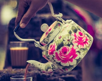 Hand painted tea set for serving tea Indian Tea pot, Tea set, Tea kettle, Aluminium pot, Indian hand art ,Enchanting, Gift for girl friend,