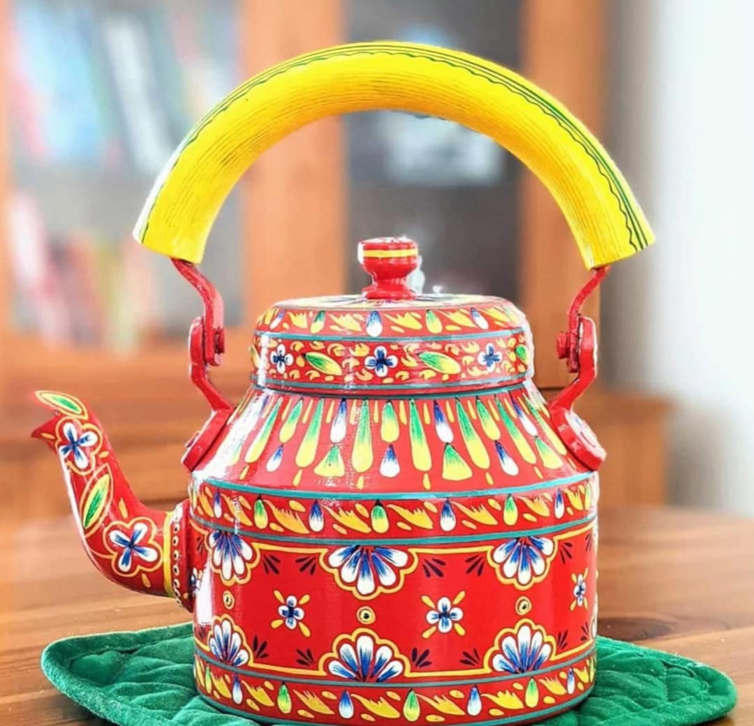 Tea Kettle Hand Painted Tea Kettle : Orange Delight, Painted in Embossed  Floral Mughal Art,washable Tea Pot 