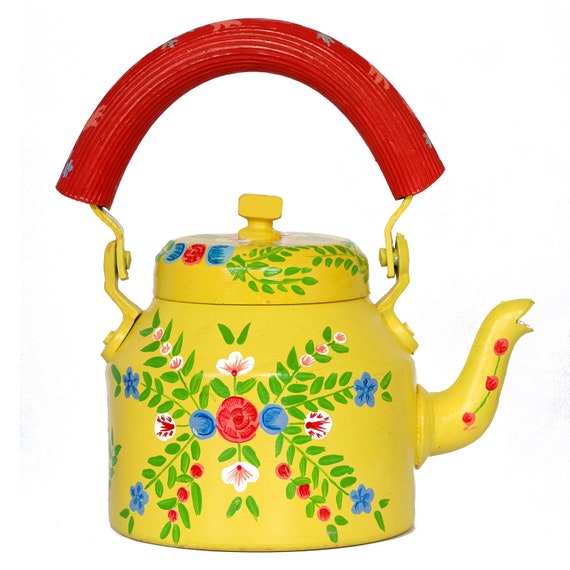 Hand Painted Tea Kettle, Induction Kettle, Stainless Steel Tea Pots,  Traditional Indian Teakettle, Gift for Tea Lovers 