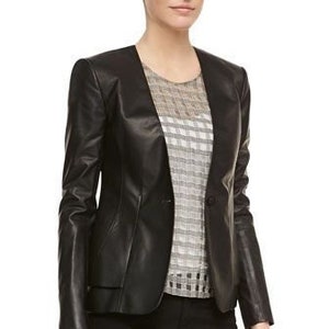 Handmade women&#39;s leather blazer, genuine leather blazer women, black leather blazer, leather blazer women, formal leather blazer women coat