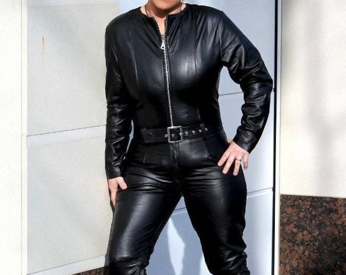 WOMEN LEATHER JUMPSUIT