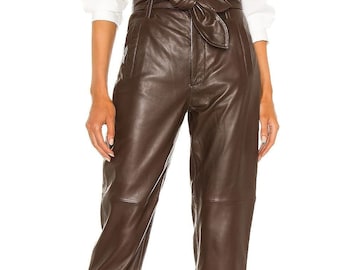 Handmade Brown Leather Pants, Custom Fit trouser leather, leather brown pant