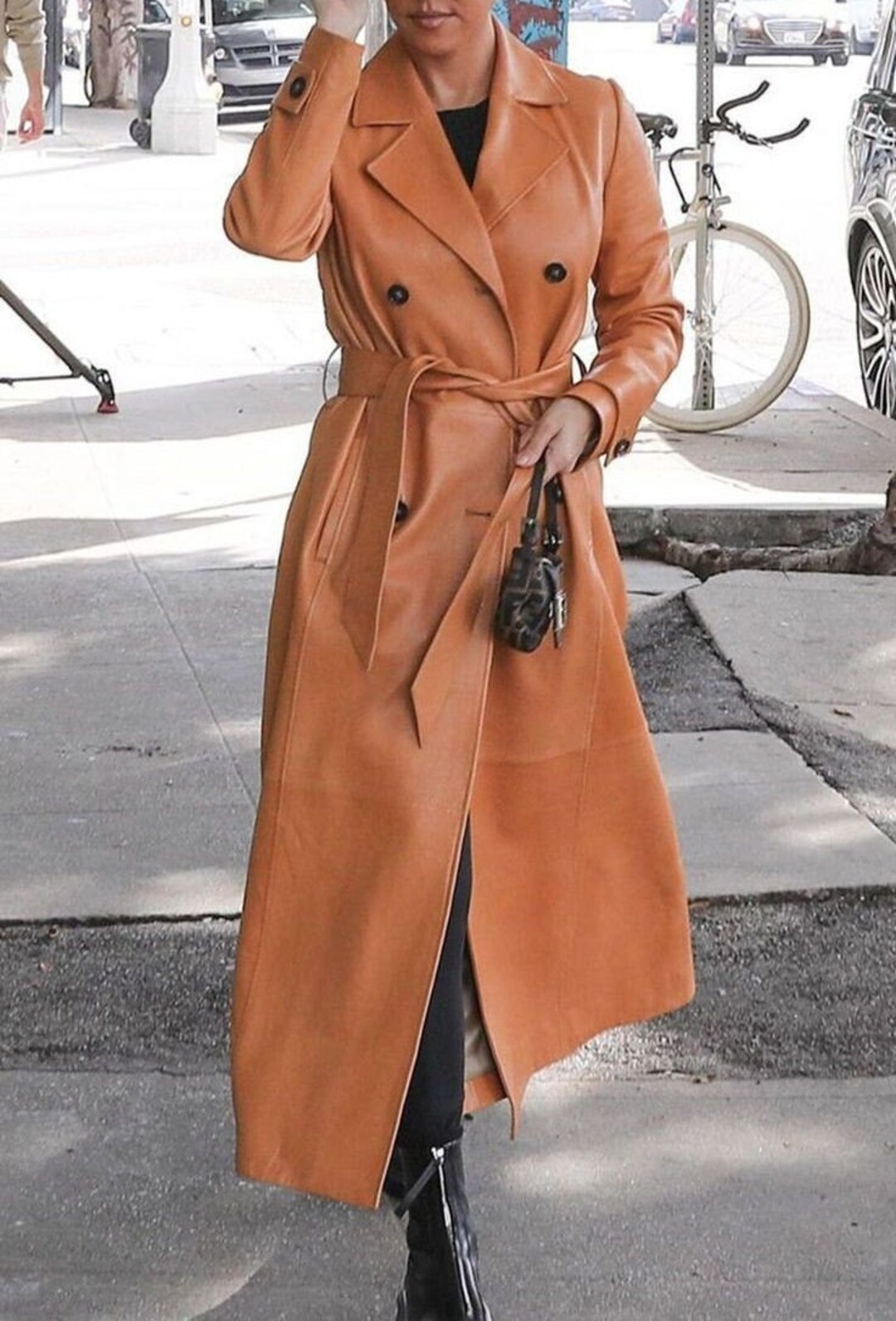 Tan Leather Coat Womens Long