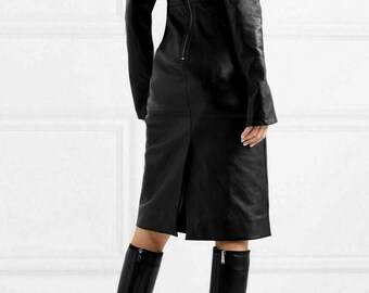 black leather v neck dress Amazon.com: VWIWV Women's Sexy Faux Leather Midi Dress Sleeveless V Neck Hem Split Bodycon Pu Dress Party Outfit Black : Clothing, Shoes & Jewelry