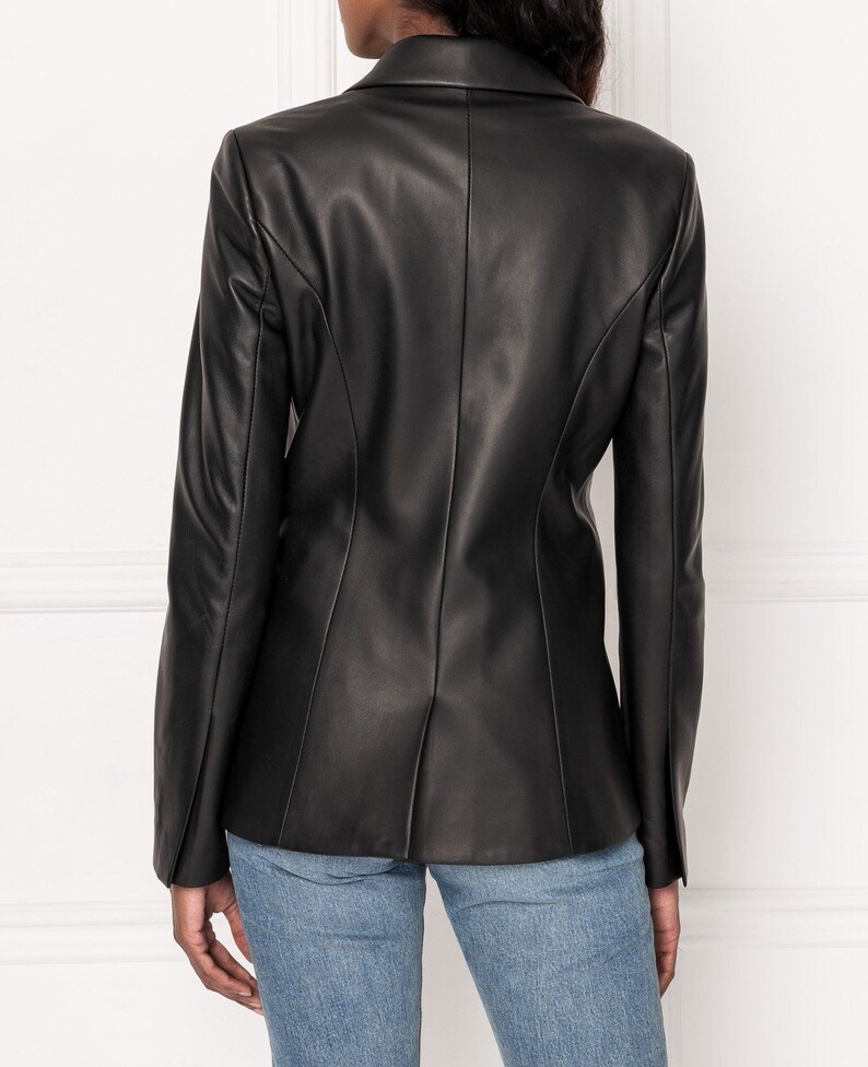 Lambskin Brown Leather Blazer For Women Soft Premium Leather Made To Order Timeless Style