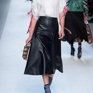 Handmade women&#39;s leather skirt, long leather skirt, leather midi skirt, leather maxi skirt, flare leather skirt, A line leather flare skirt