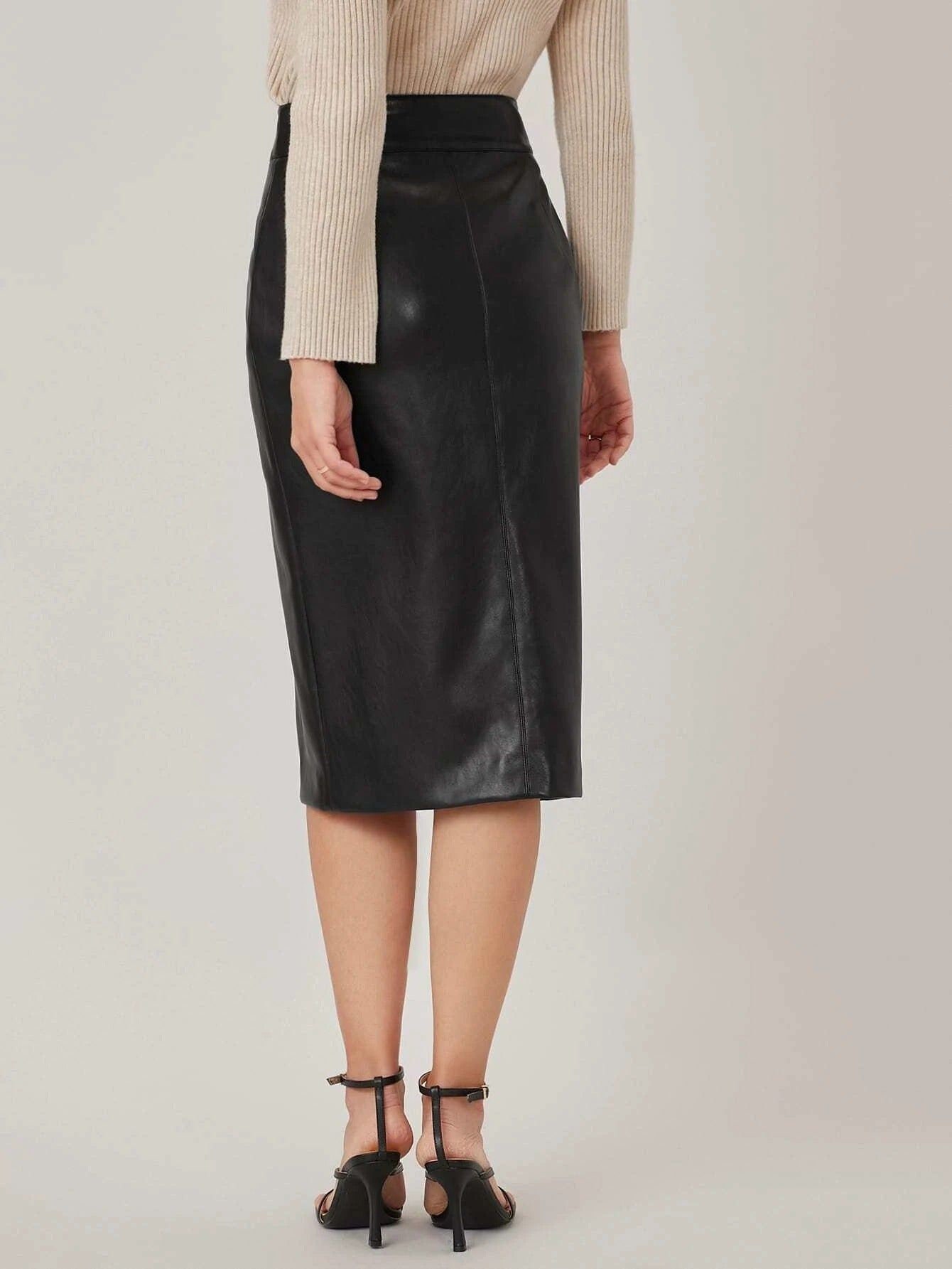 Handmade Women's Leather Skirt, Real Leather Skirt, Leather Midi Skirt