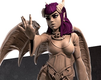 Exotic Scarlet Succubus | Pinup SFW NSFW Model Miniature | Bite the Bullet | 3D Print