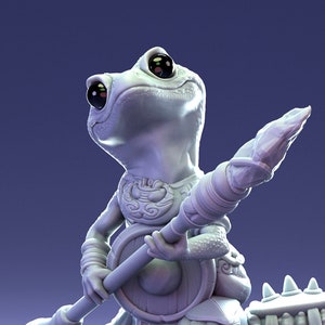 Leopard Gecko Spearman | Tabletop or Display Scale | D&D Humblewood TTRPG Miniature | Pepunki Creatures