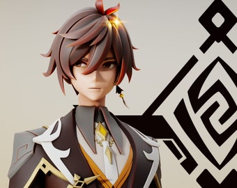 Zhongli / Escultura de resina para garaje, diseño de anime, videojuego, estatua, impresión 3D