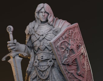 Lancelot, Caballero Paladín Humano / Miniatura de D&D TTRPG / Hardwitch Games / Resina 8k sin pintar ni chapar