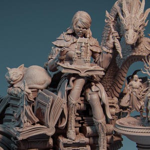 Orinthia the Magical Librarian | Garage Resin Kit Statue | D&D TTRPG Fantasy Miniature | Nerikson