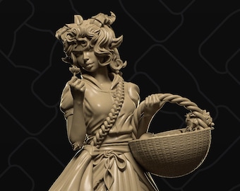 Ferne, Satyr Herbalist, Flower Girl | Tabletop Gaming Mini or Display Figure | Collective Studio | 3D Print