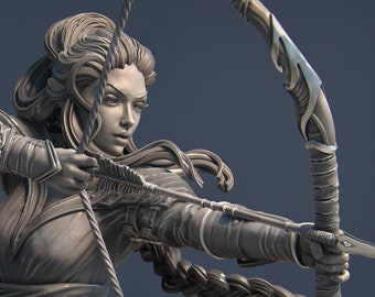 Saelihn the Forest Archer | Garage Resin Kit Statue | D&D TTRPG Fantasy Miniature | Nerikson