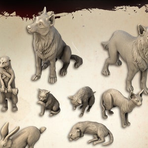 Animal Companions, Familiars, Cats, Dogs, Meerkat, Rabbit | TTRPG Miniature | Great Grimoire | Unpainted, Unplated Resin 8k