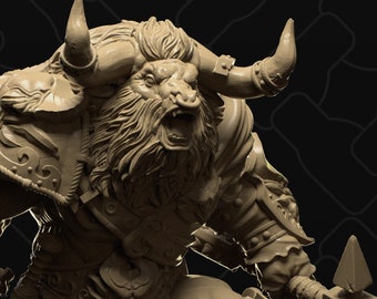 Talodem, Minotaur Barbarian | Tabletop Gaming Mini or Display Figure | Collective Studio