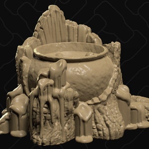 Wood Cauldron, Witch, Fairy | D&D Tabletop Roleplaying Game Scatter Miniature | Diorama | Collective Studio