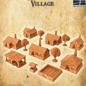 Medieval Village | D&D TTRPG Playable 3D Printed Building Terrain Scenery | MiniatureLand