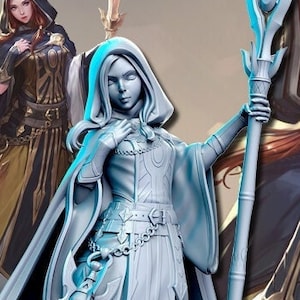 Azure - Female Mage - 100mm - Unpainted Mini for TTRPGs (D&D, DnD, Dungeons  and Dragons, Pathfinder, Frostgrave)