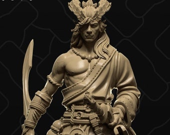 Kamus, Tiefling Fighter Rogue Warlock | Tabletop Gaming Mini or Display Figure | Collective Studio