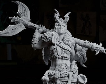 Wyetta Lavesh, Tiefling Barbarian Fighter | Tabletop, Display Scale, Bust | TTRPG D&D Miniature | Cripta Studios