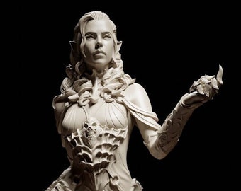 Maude Lacroix, Vampire Half Elf Sorcerer Warlock | Tabletop, Display Scale, Bust | TTRPG D&D Miniature | Cripta Studios