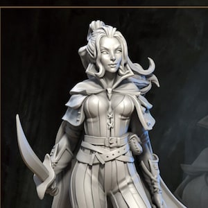Laura, the Treasure Hunter | TTRPG Miniature | Great Grimoire | Unpainted, Unplated Resin 8k