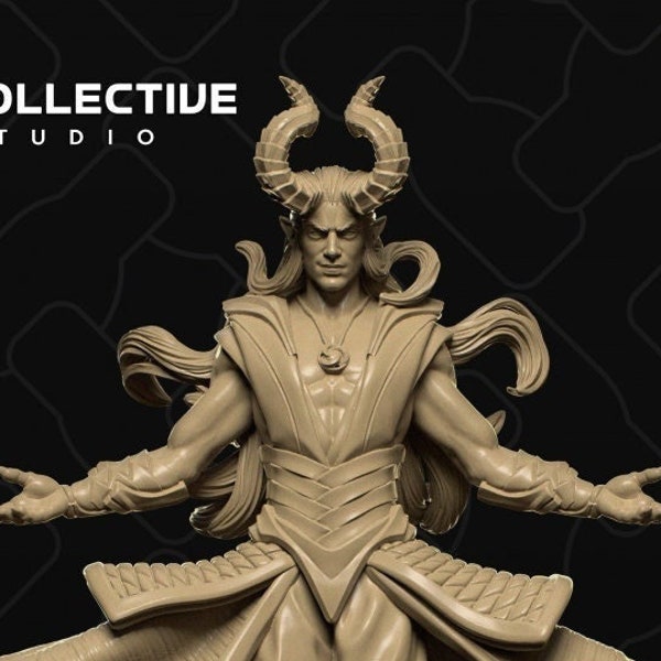 Calleb Whisper, Tiefling Sorcerer Wizard Warlock Mage | Tabletop Gaming Mini or Display Figure | Collective Studio | 3D Print